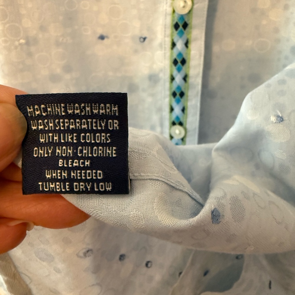 Robert Graham Light Blue Patterned Button-Down Shirt - Picture 4 of 5